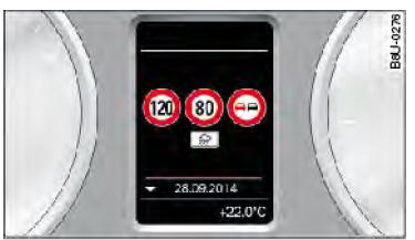 Audi Q3. Abb. 20 Kombiinstrument: Verkehrszeichenerkennung