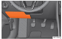 Seat Ateca. Abb. 51 Linkslenker: Abdeckung des Sicherungskasten unter der Instrumententafel auf der Fahrerseite