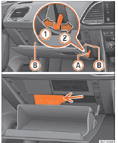 Seat Ateca. Abb. 52 Handschuhfach (Rechtslenker): Zugang zum Sicherungskasten